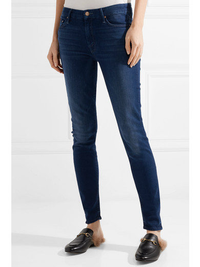 Mother - Looker Distressed Mid-rise Skinny Jeans - Light denim ... Mother - Looker Distressed Mid-rise Skinny Jeans - Light denim ...