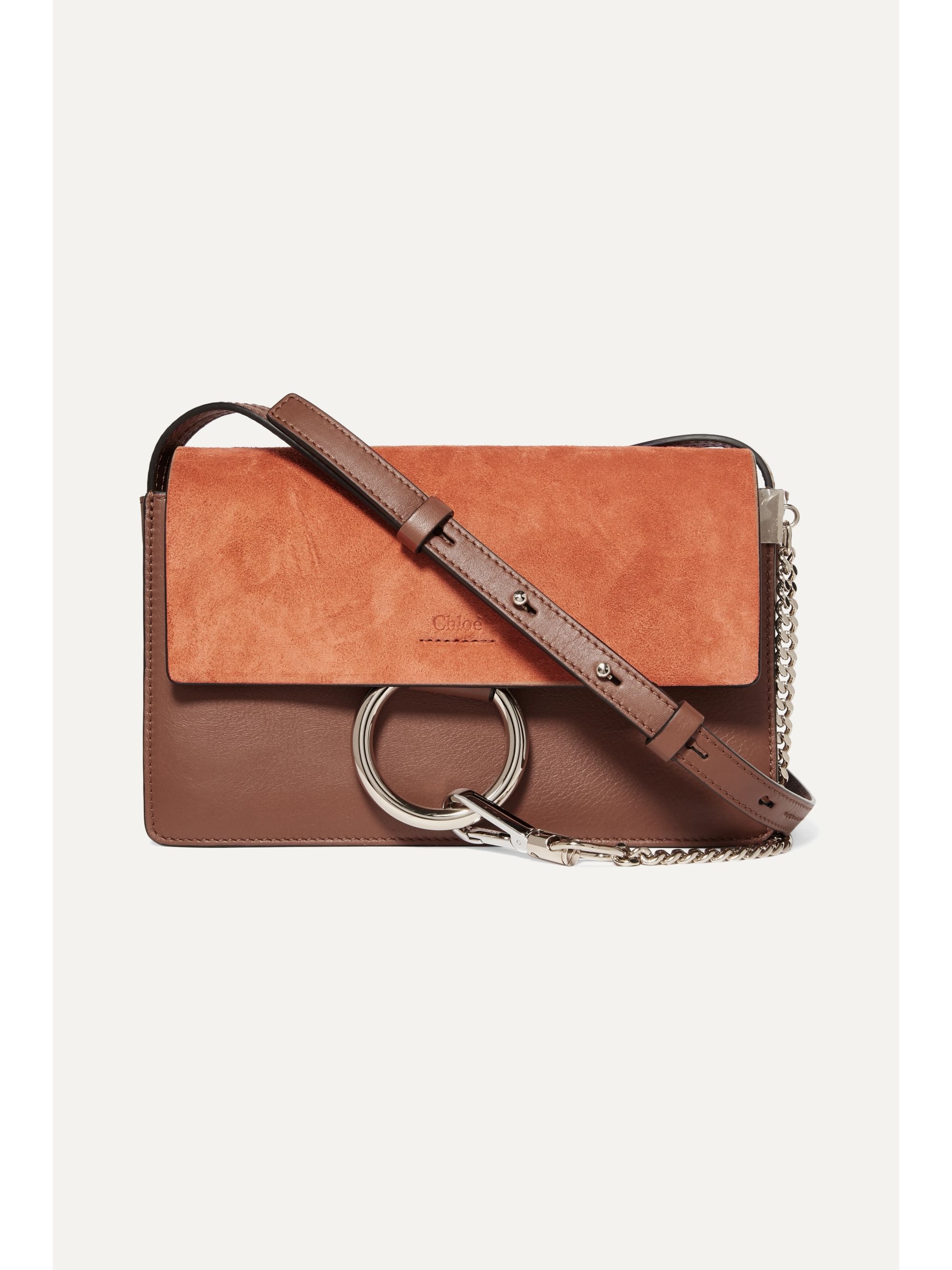 chloé faye leather and suede shoulder bag