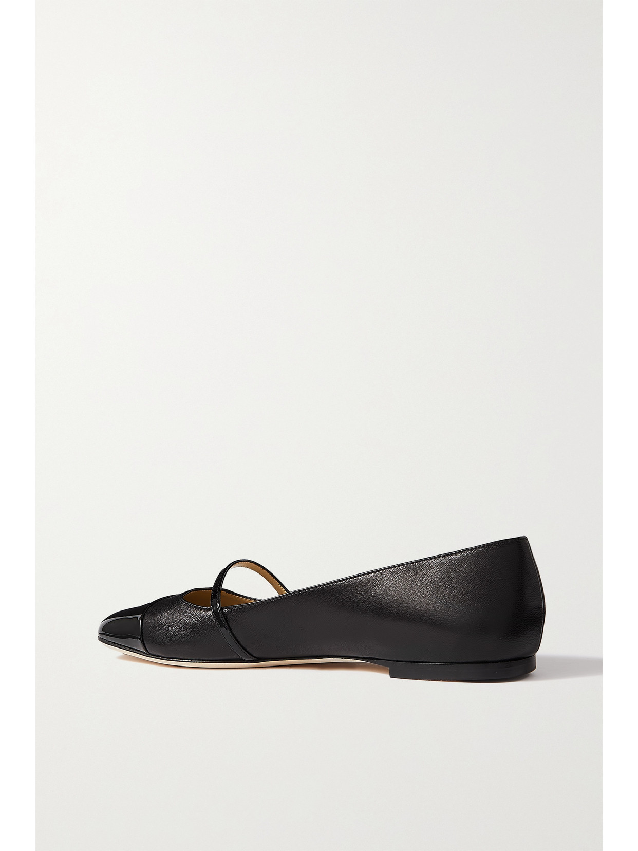 Elisa Embellished Patent-Trimmed Leather Mary Jane Flats