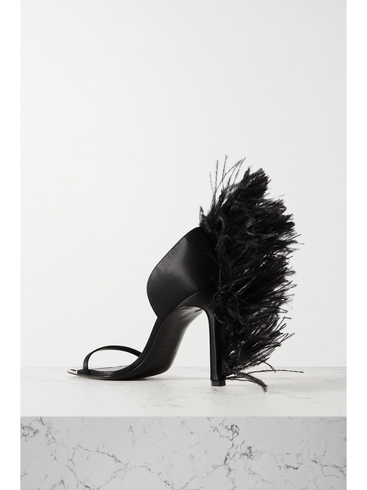 + Area Feather-Trimmed Sandals