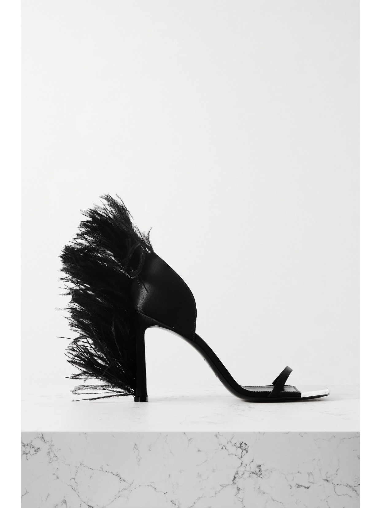 + Area Feather-Trimmed Sandals