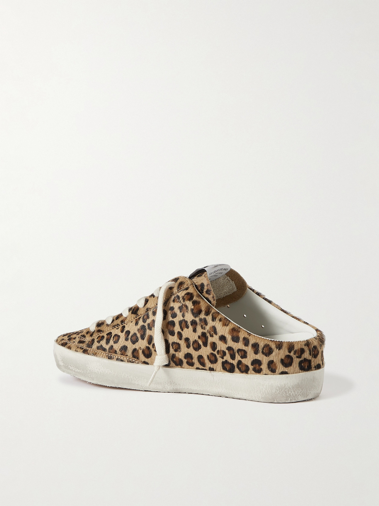 Super-Star Sabot Distressed Leopard-Print Sneakers
