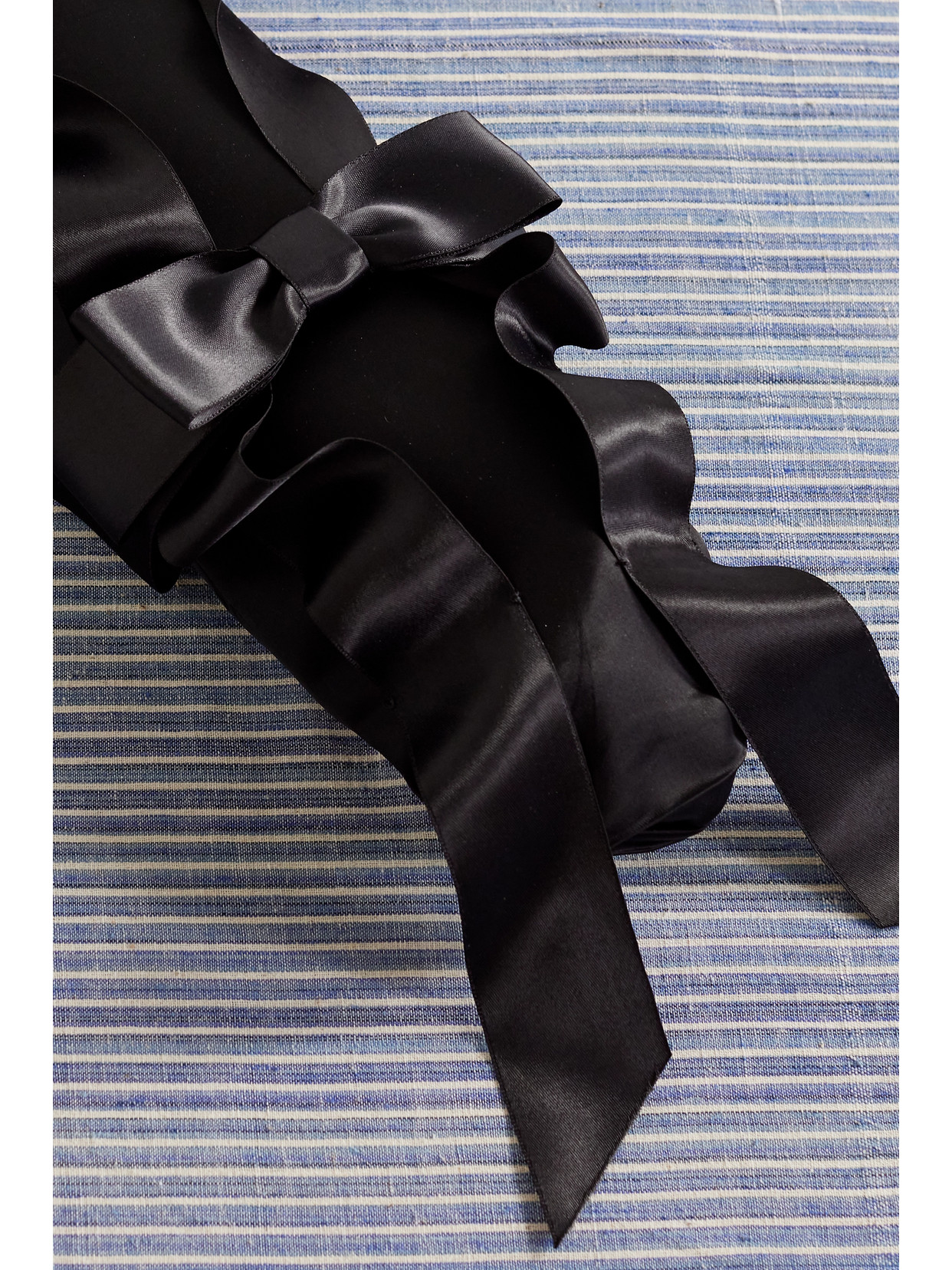 Bow-Embellished Satin Baguette Pouch
