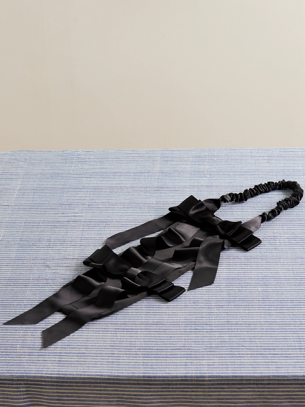 Bow-Embellished Satin Baguette Pouch