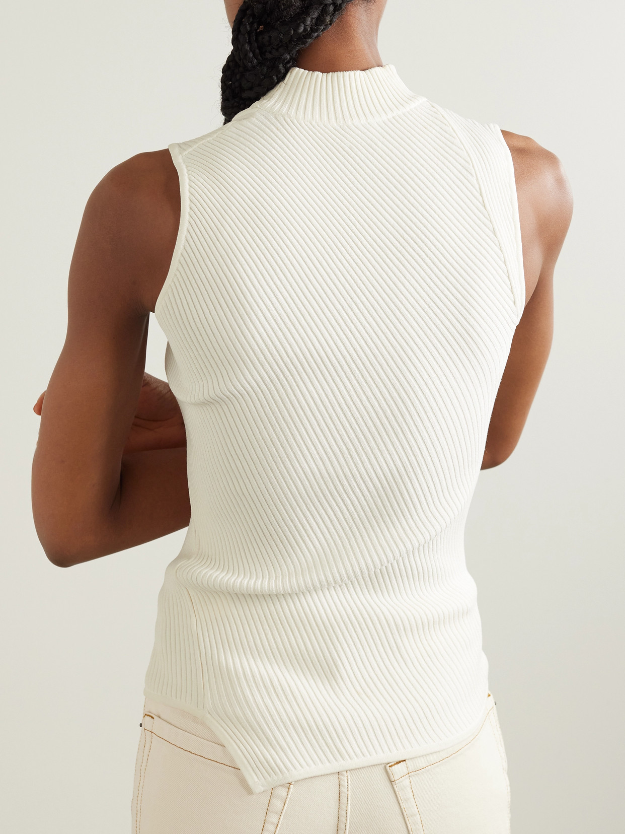 Asymmetric Ribbed-Knit Tank