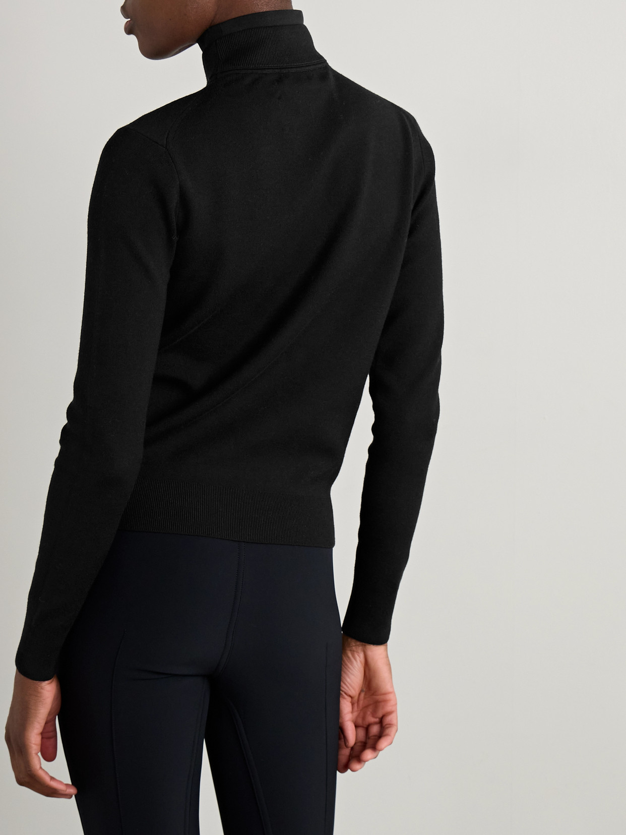 Etta Layered Jersey-Trimmed Wool-Blend Turtleneck Sweater