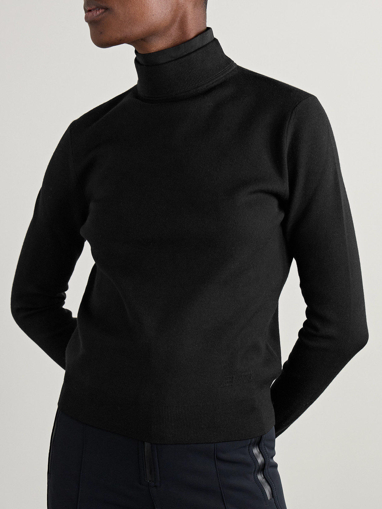 Etta Layered Jersey-Trimmed Wool-Blend Turtleneck Sweater