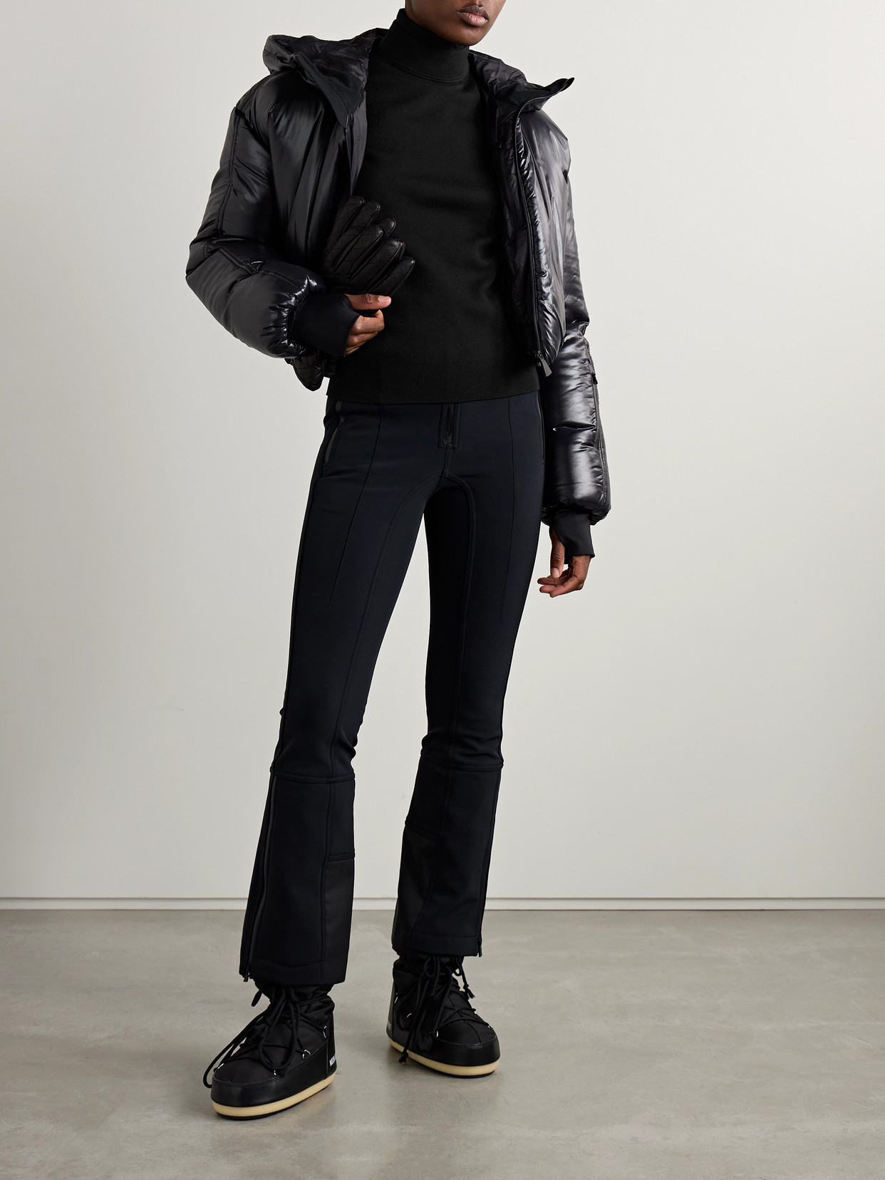 Etta Layered Jersey-Trimmed Wool-Blend Turtleneck Sweater