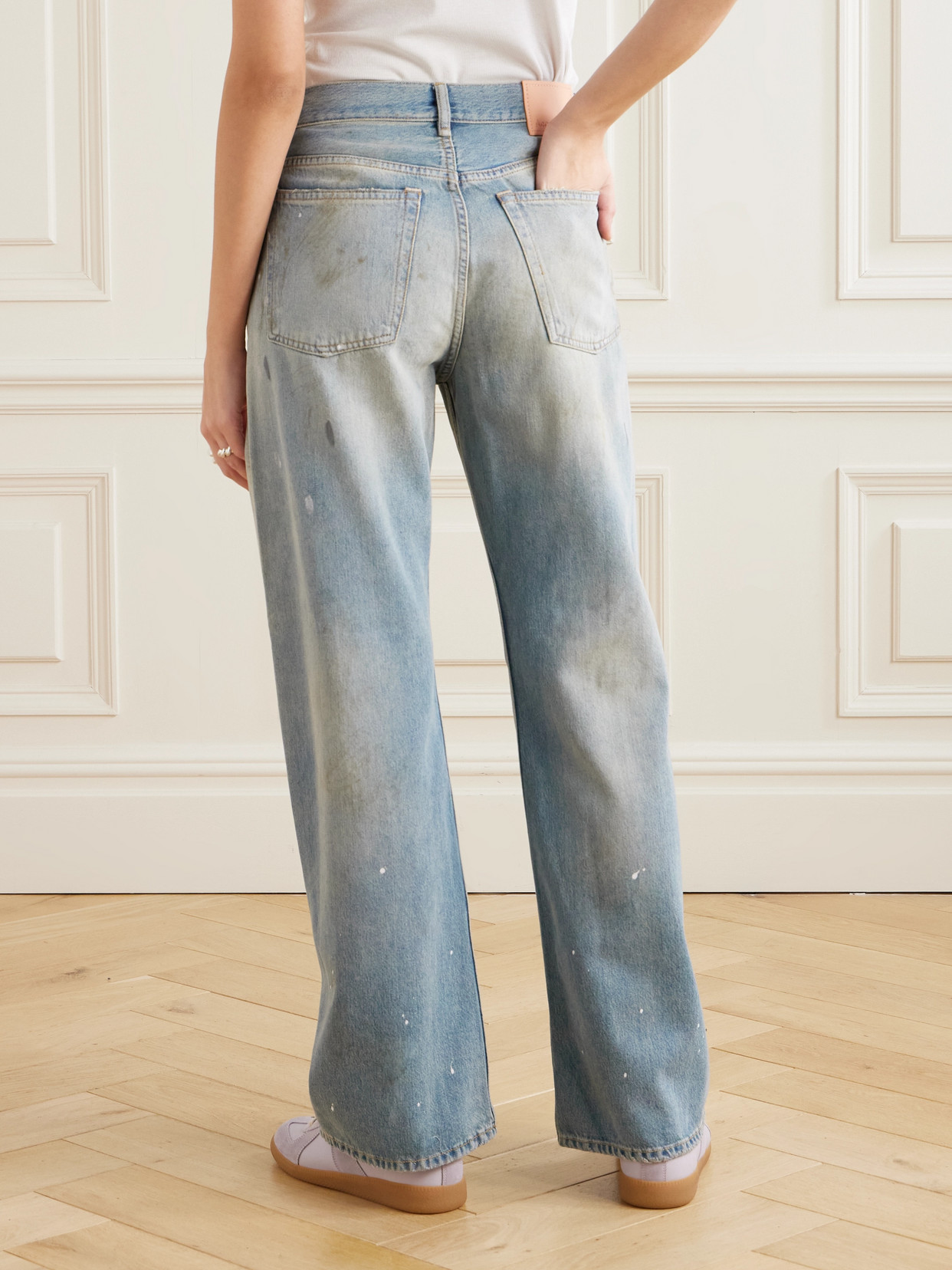 2021 Distressed Mid-Rise Straight-Leg Organic Jeans