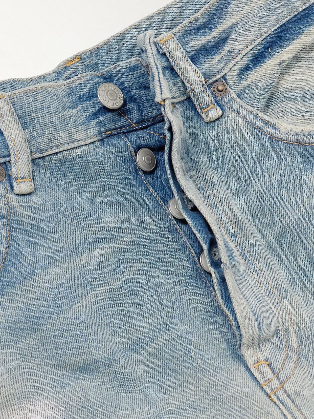 2021 Distressed Mid-Rise Straight-Leg Organic Jeans