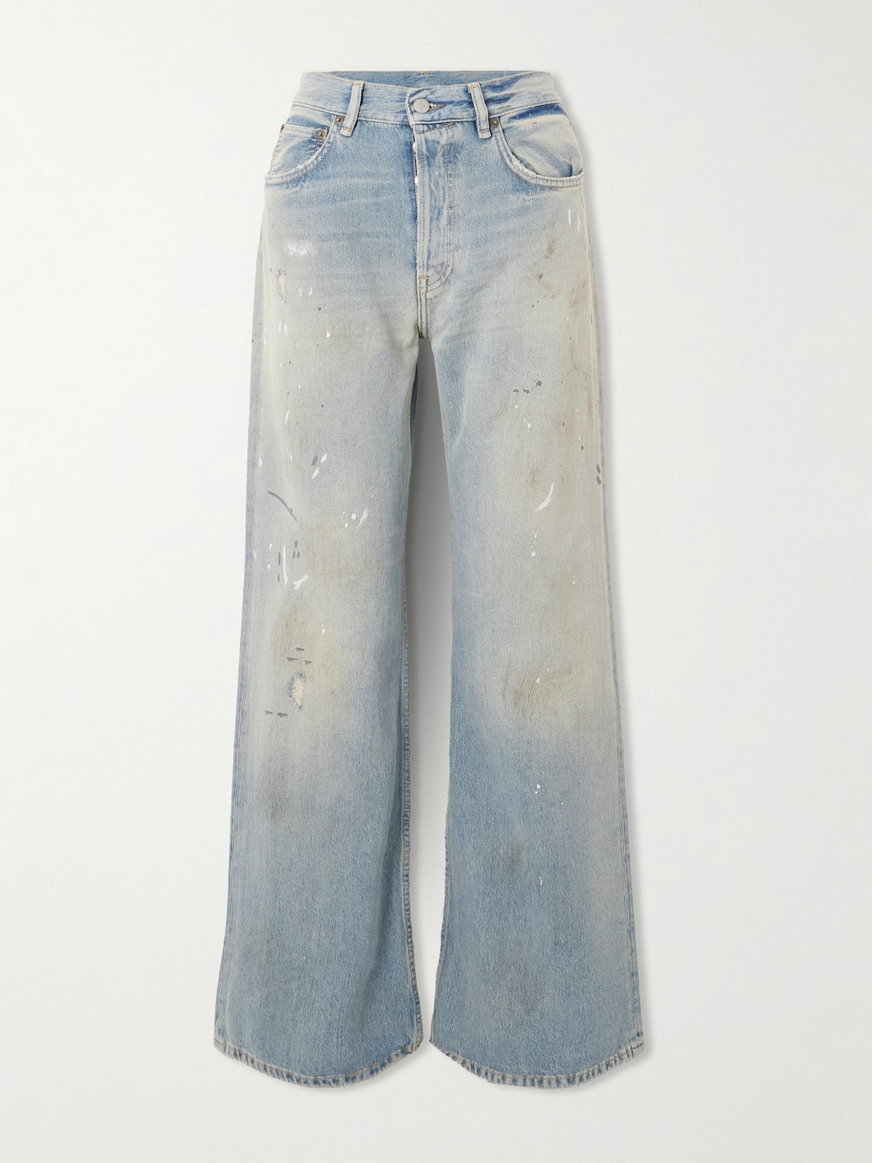 2021 Distressed Mid-Rise Straight-Leg Organic Jeans