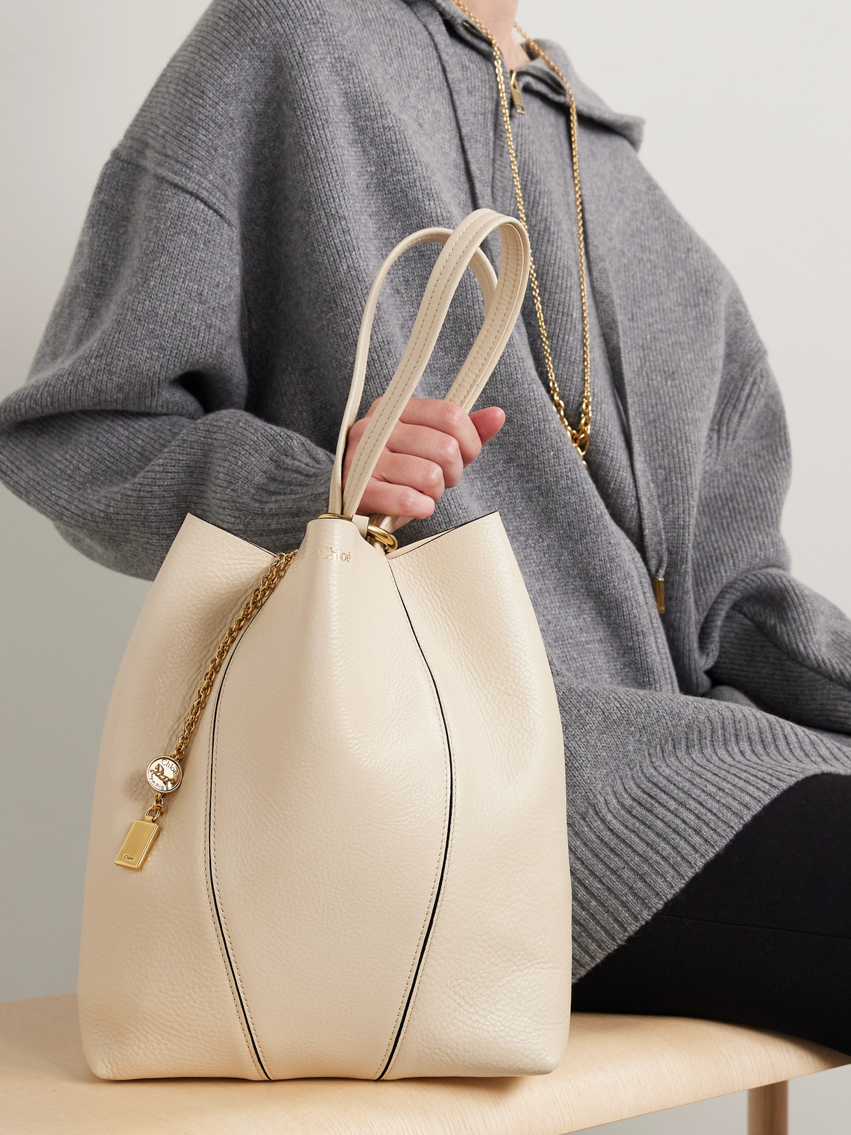 Chloé - Spin Embellished Textured-Leather Tote