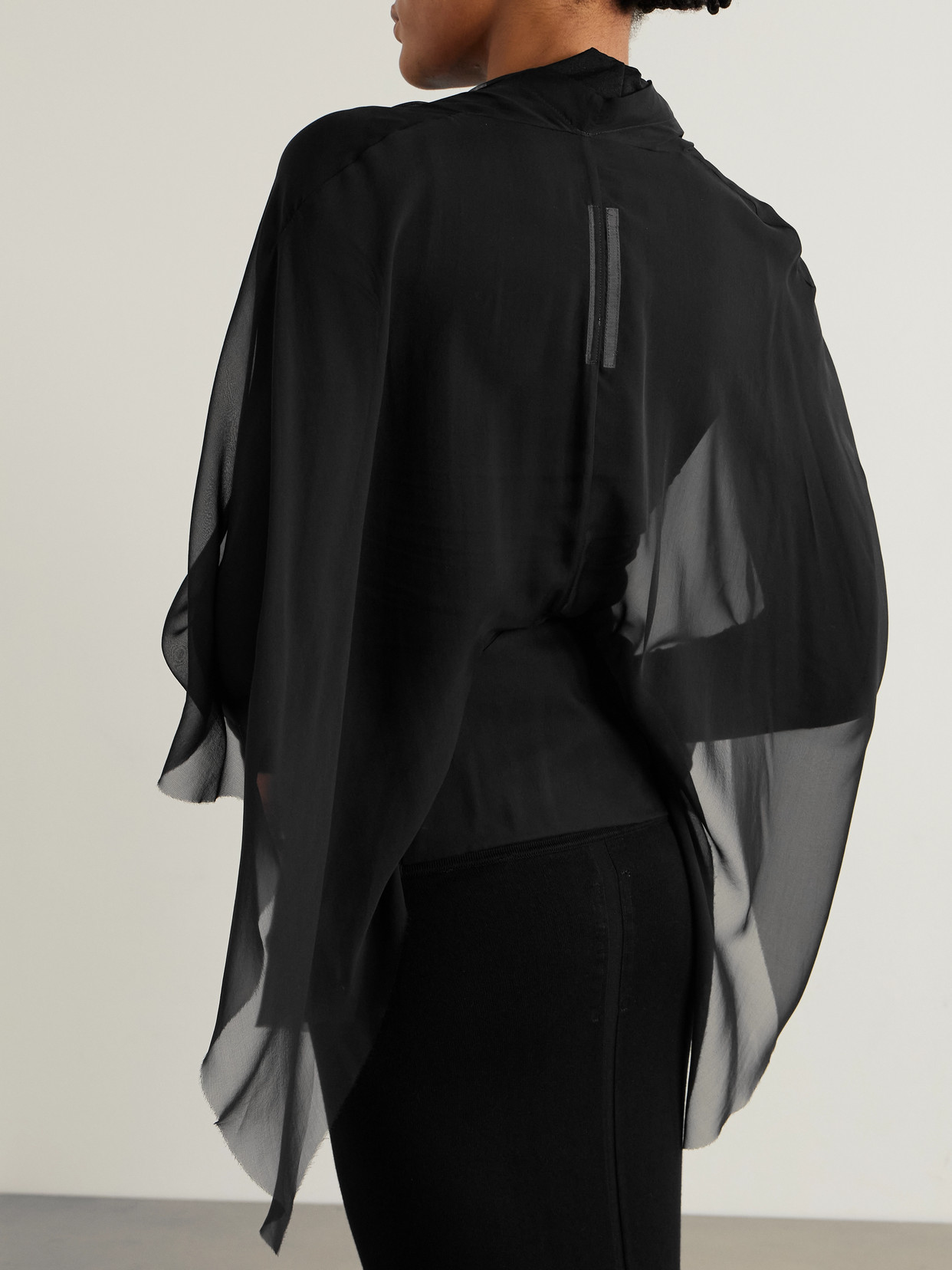 Asymmetric Silk-Chiffon Jacket
