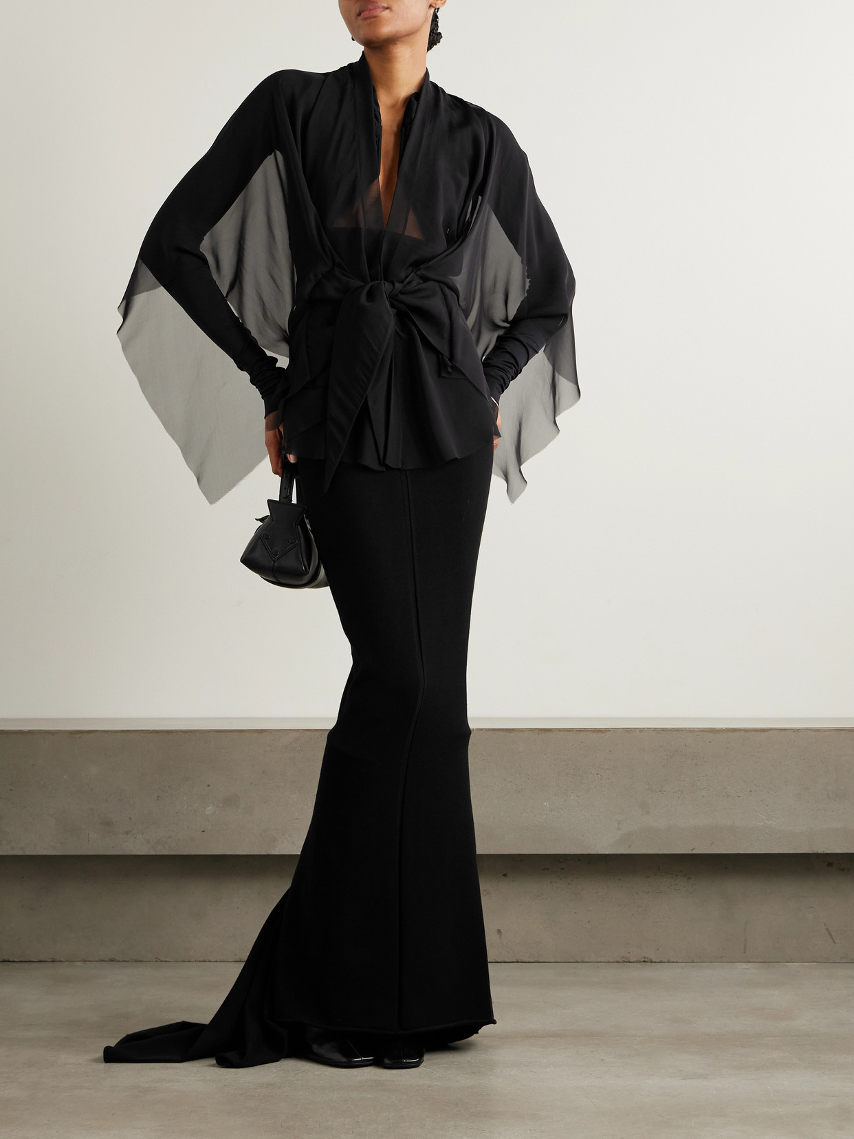 Asymmetric Silk-Chiffon Jacket