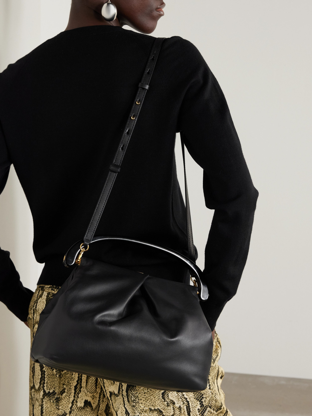 Pleated Leather Tote
