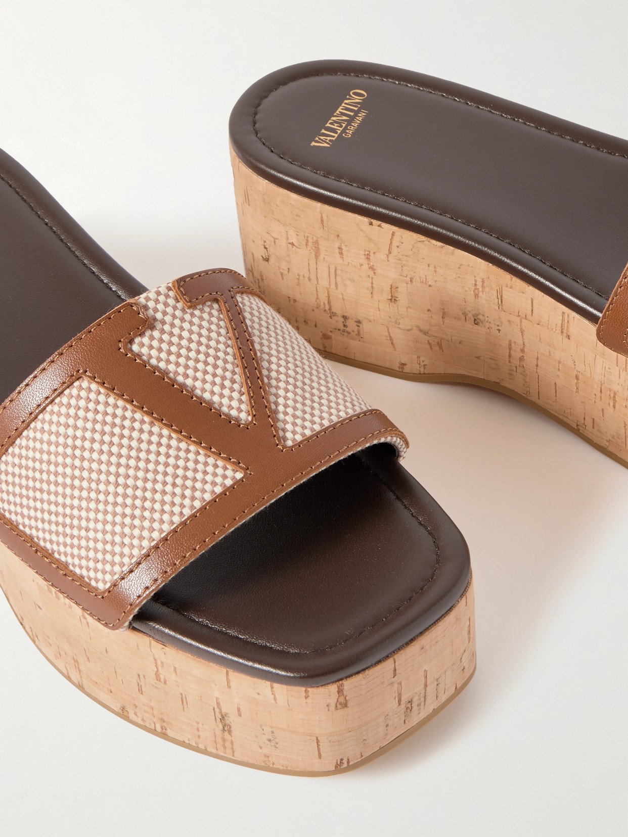 Garavani - Viva Superstar Leather-Trimmed Canvas Platform Slides