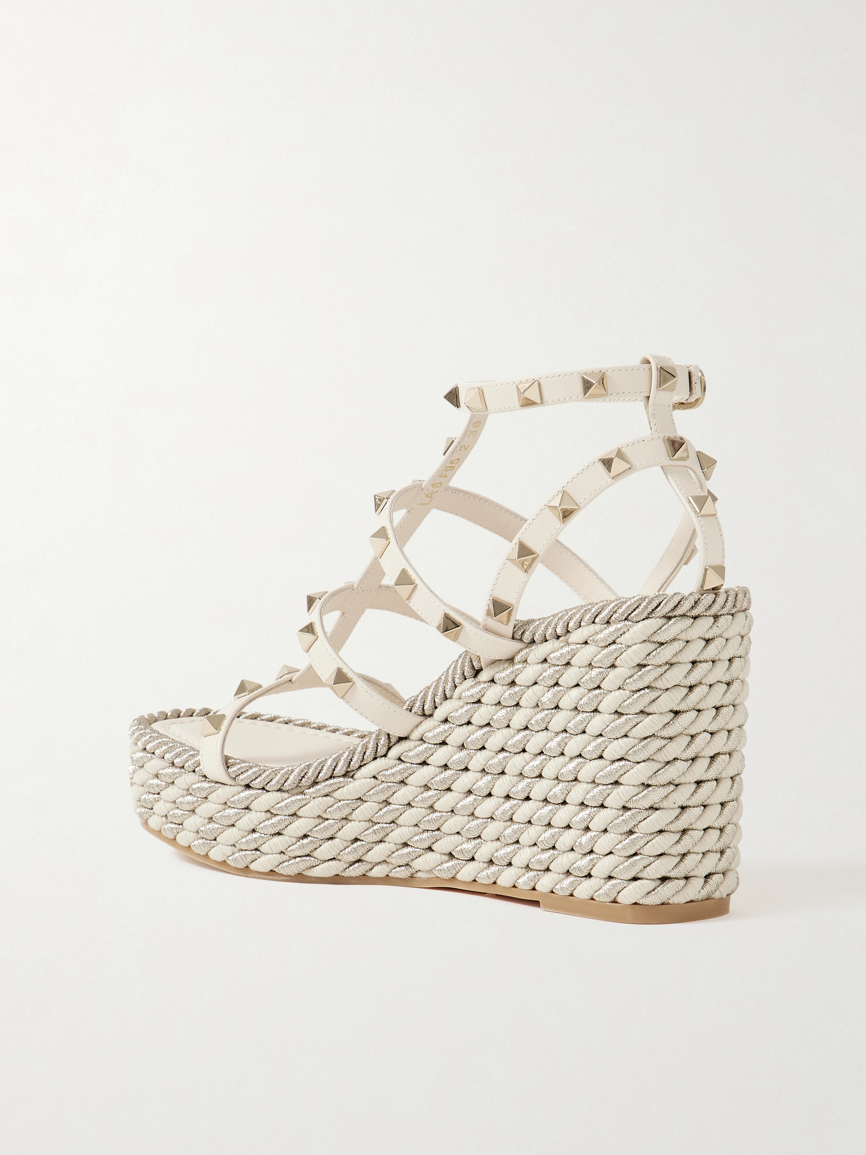 Garavani - Rockstud Torchon 105 Leather Espadrille Wedge