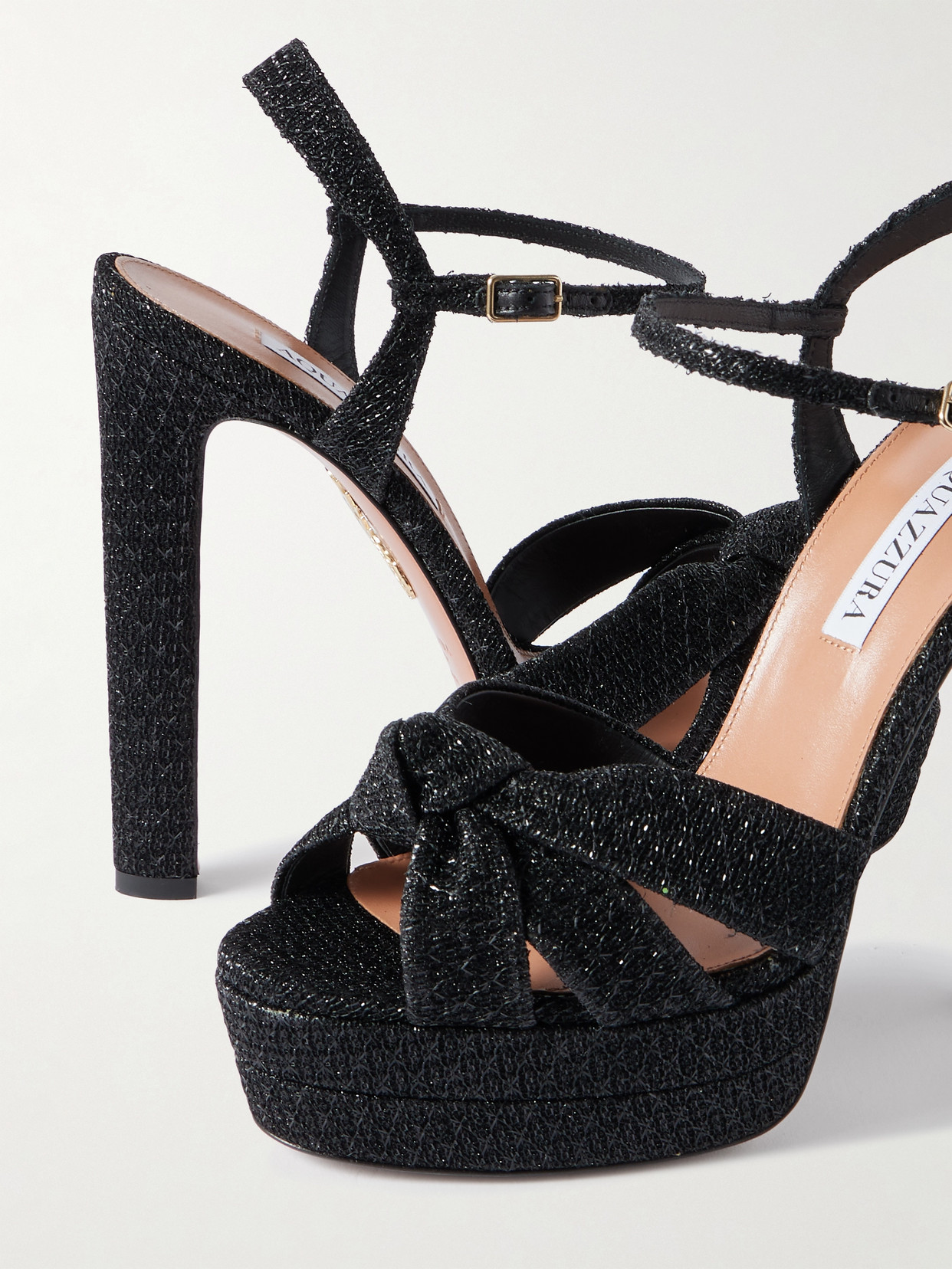 Nina Plateau 130 Knotted Metallic Woven Platform Sandals