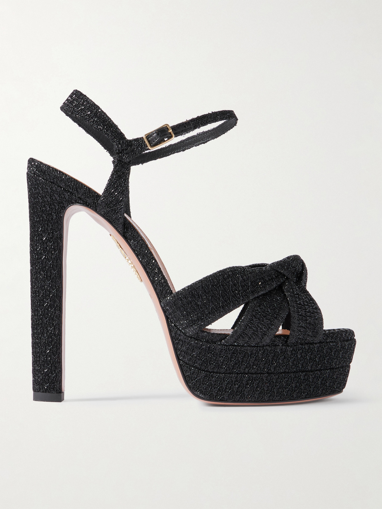 Nina Plateau 130 Knotted Metallic Woven Platform Sandals