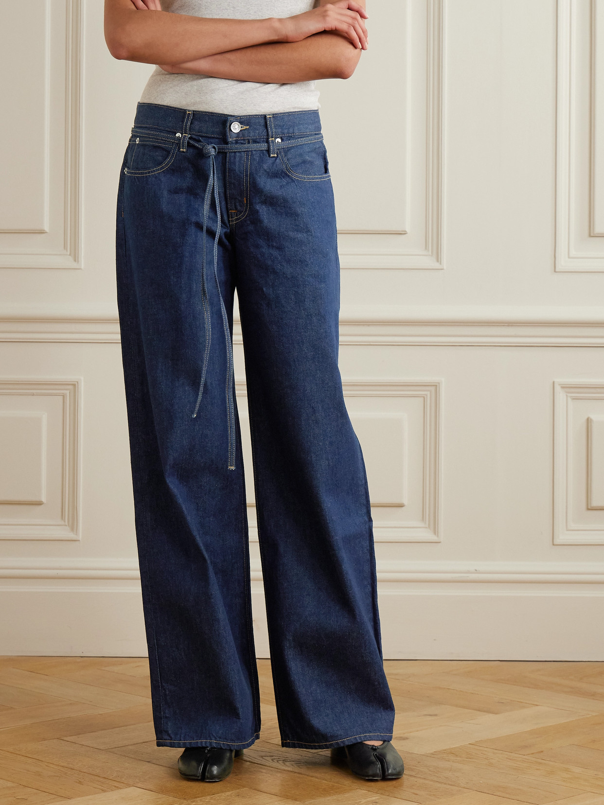 Mica Belted Low-Rise Wide- Leg