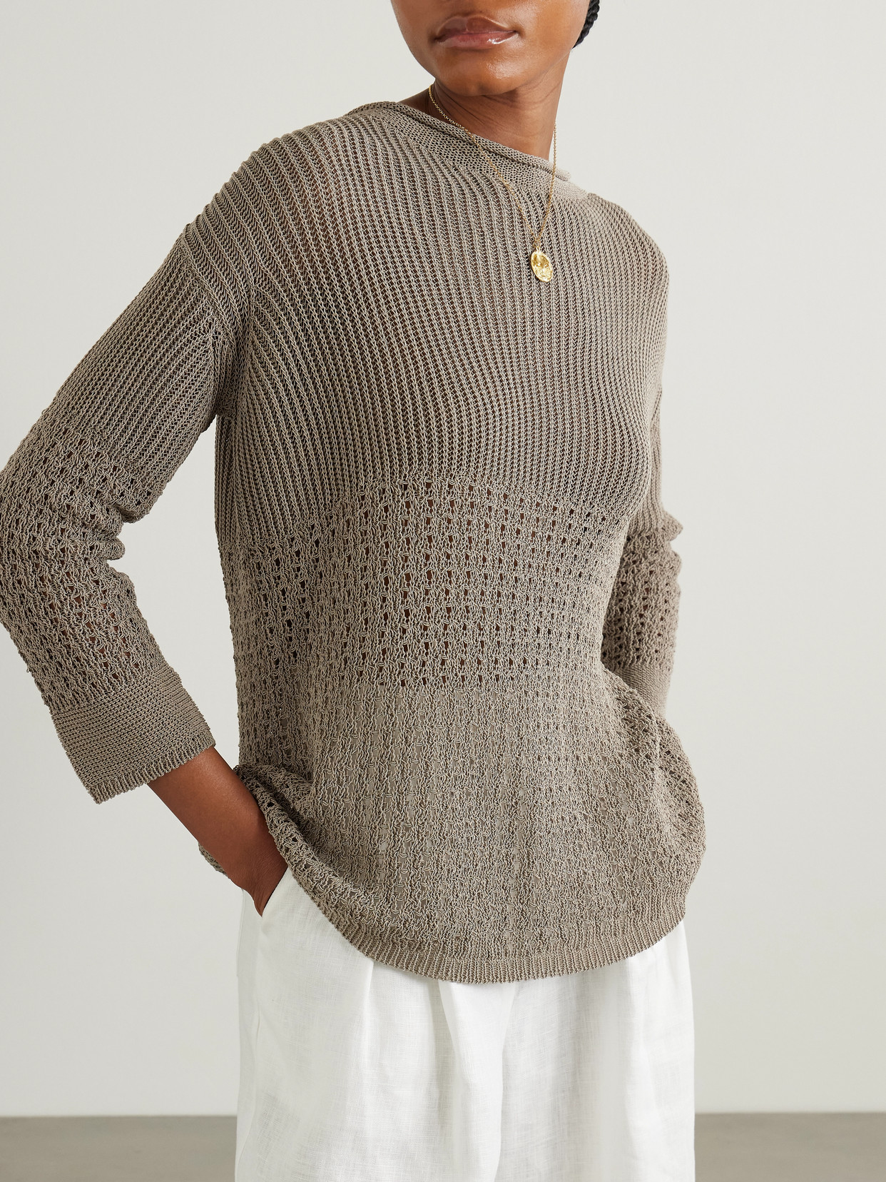 Paggi Crocheted Cotton-Blend Sweater
