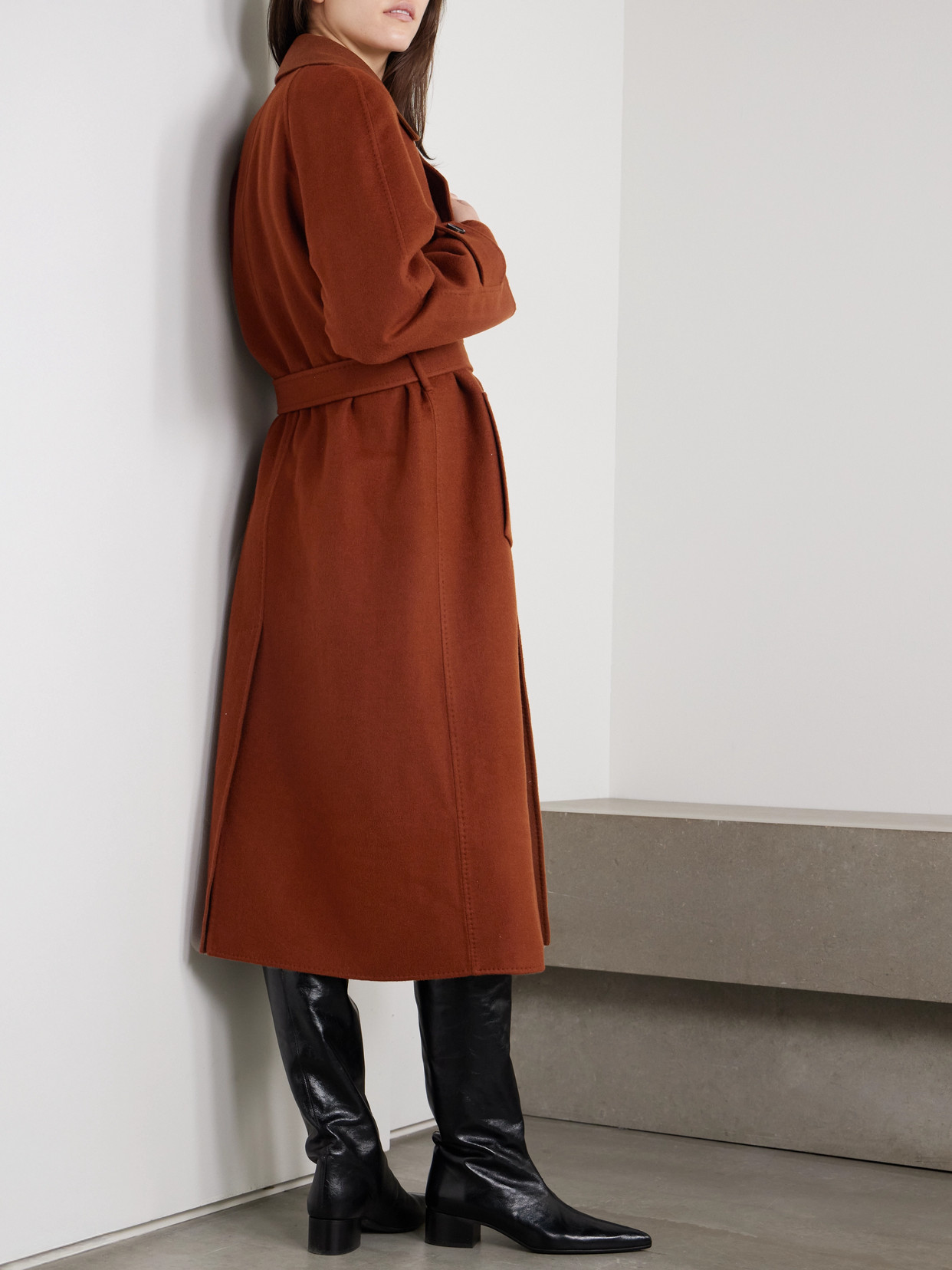 Foster Double-Breasted Belted Cashmere-Blend Felt Coat
