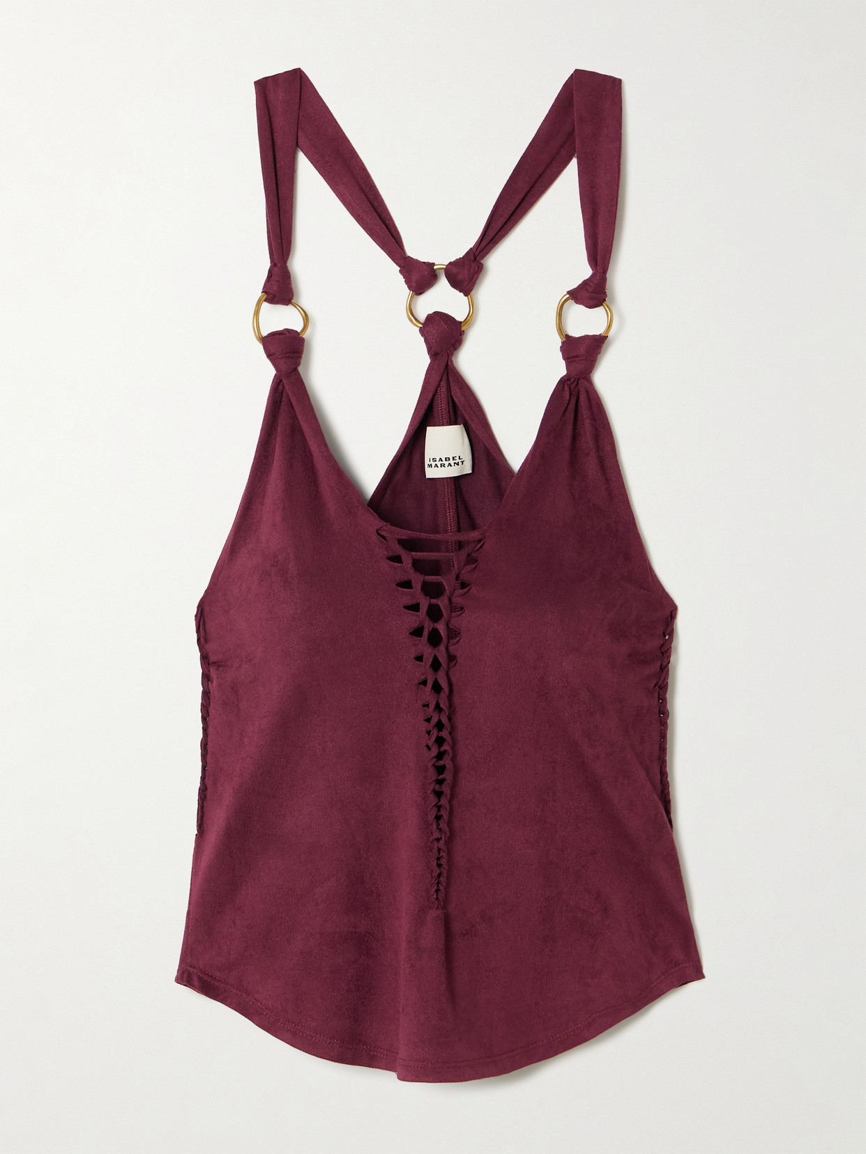 Sakina Embellished Cutout Braided Brushed-Jersey Tank