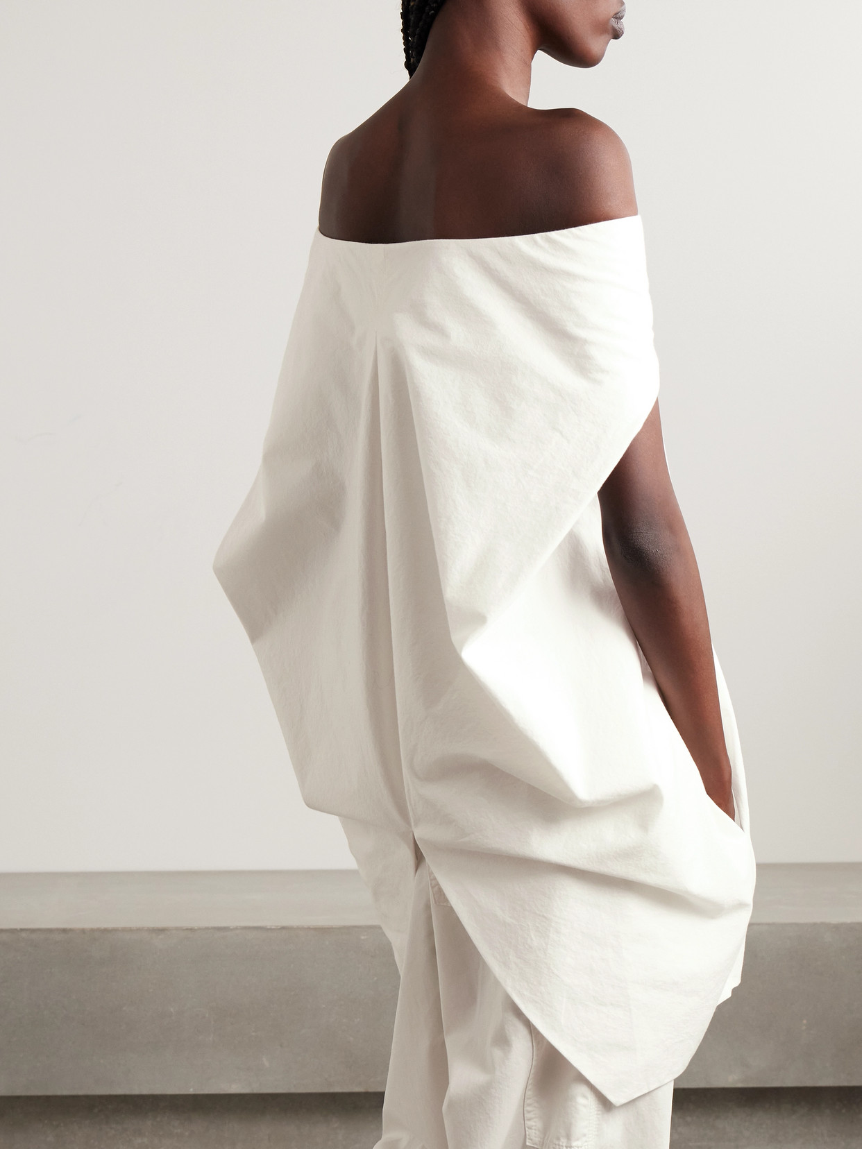 Anitas Off-The-Shoulder Cape-Effect Cotton-Poplin Top