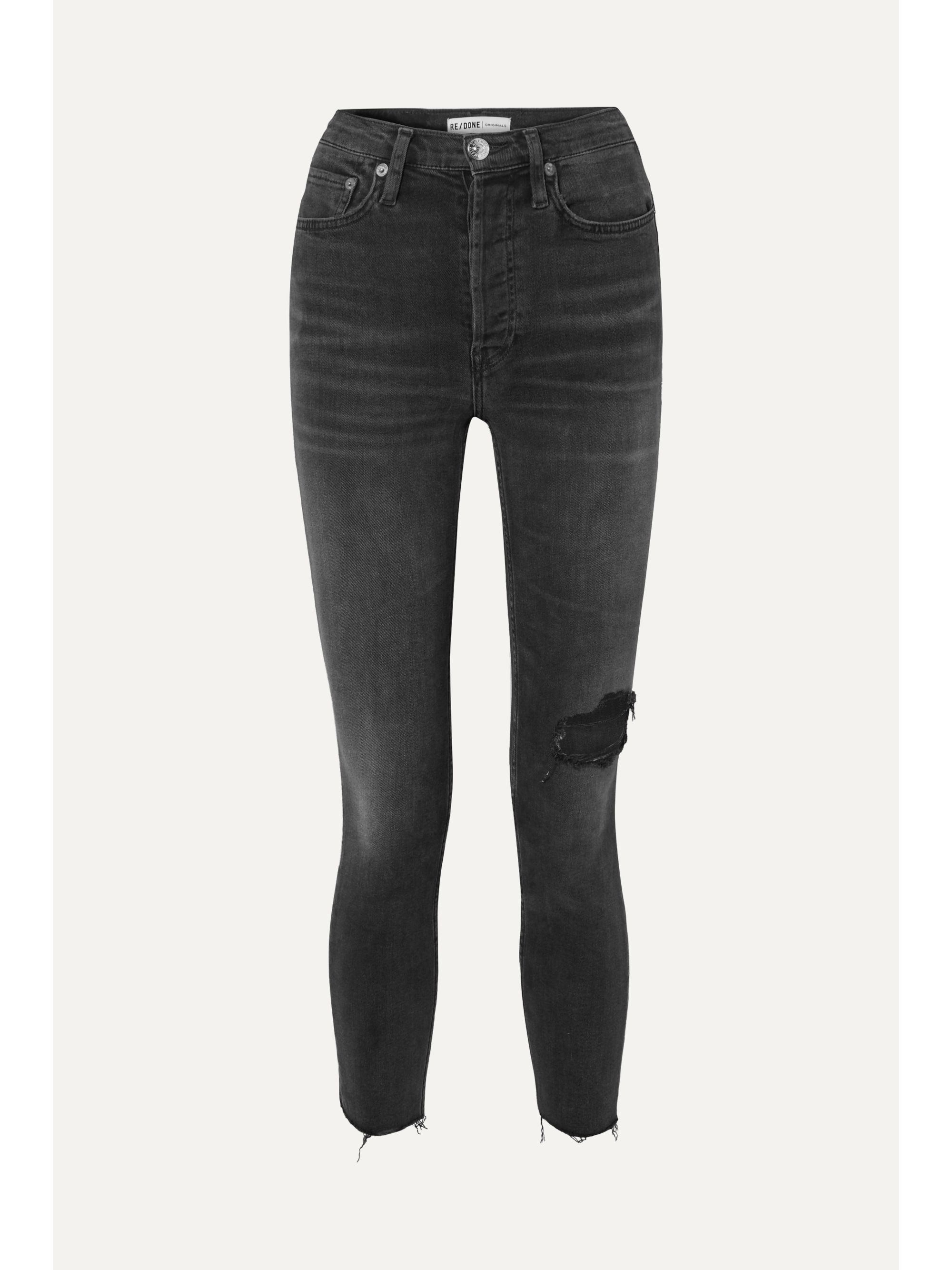redone high rise ankle crop black