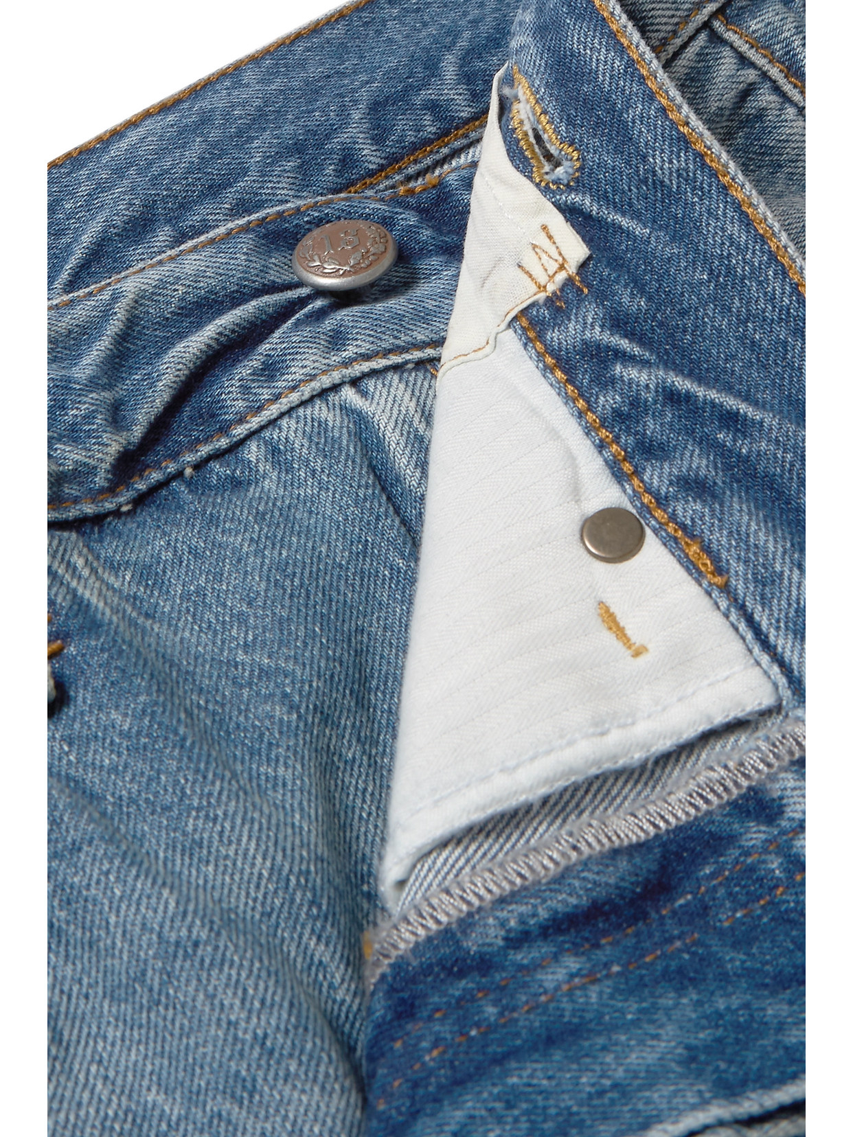 Crossover Asymmetric Distressed High-Rise Wide- Leg