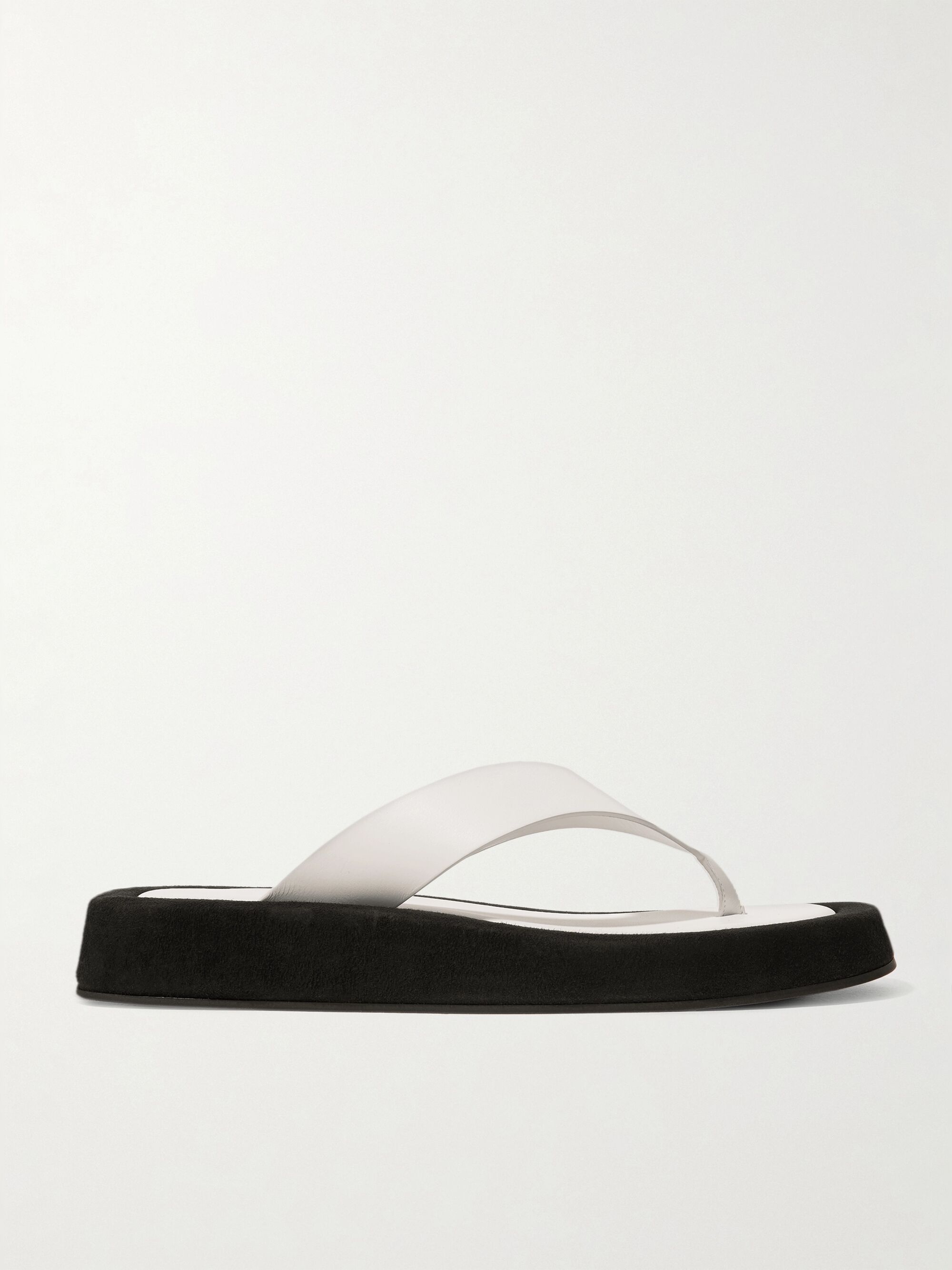 White Ginza Leather And Suede Platform Flip Flops The Row Net A Porter