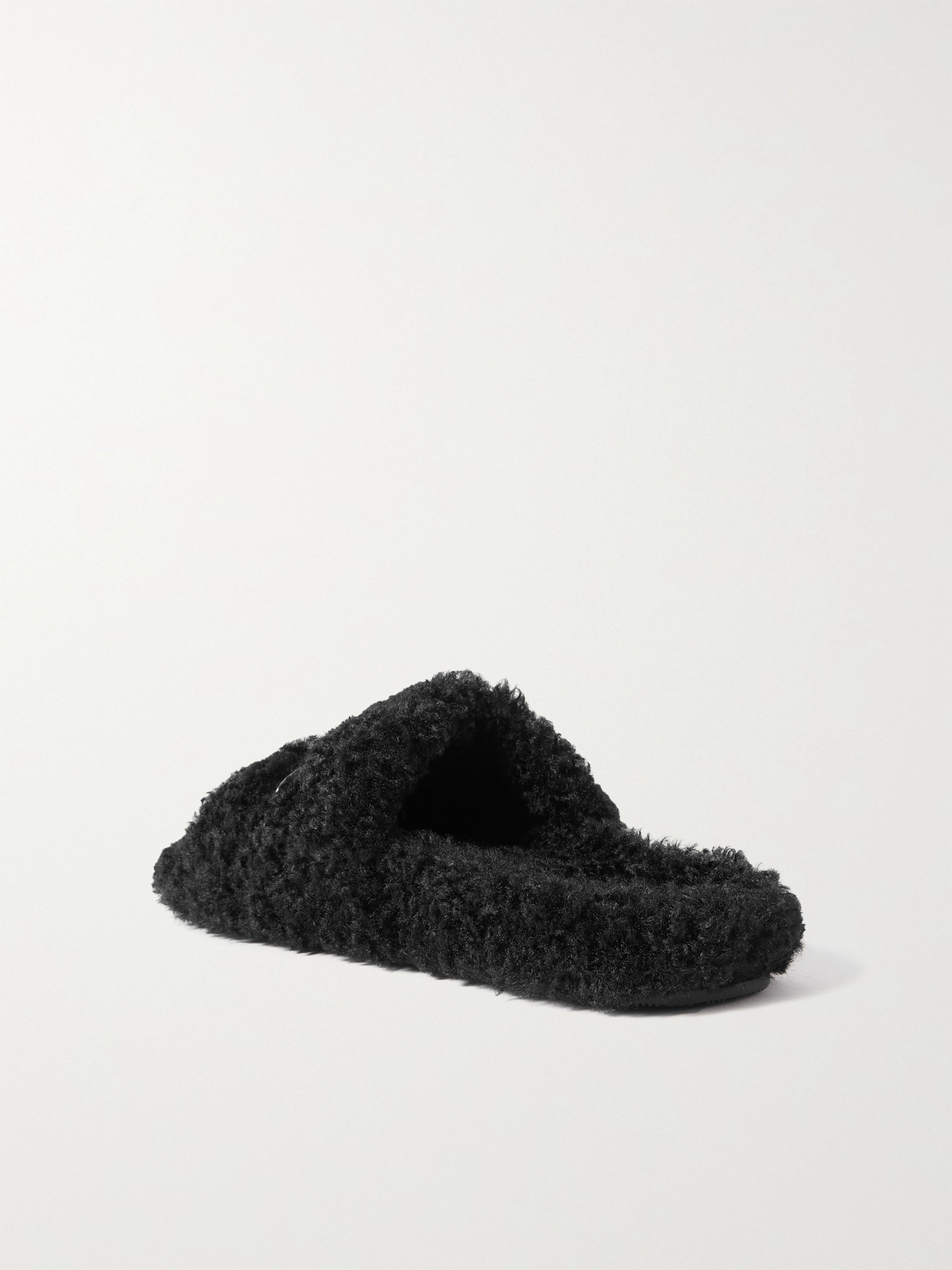 Furry Logo-Embroidered Faux Shearling Slides