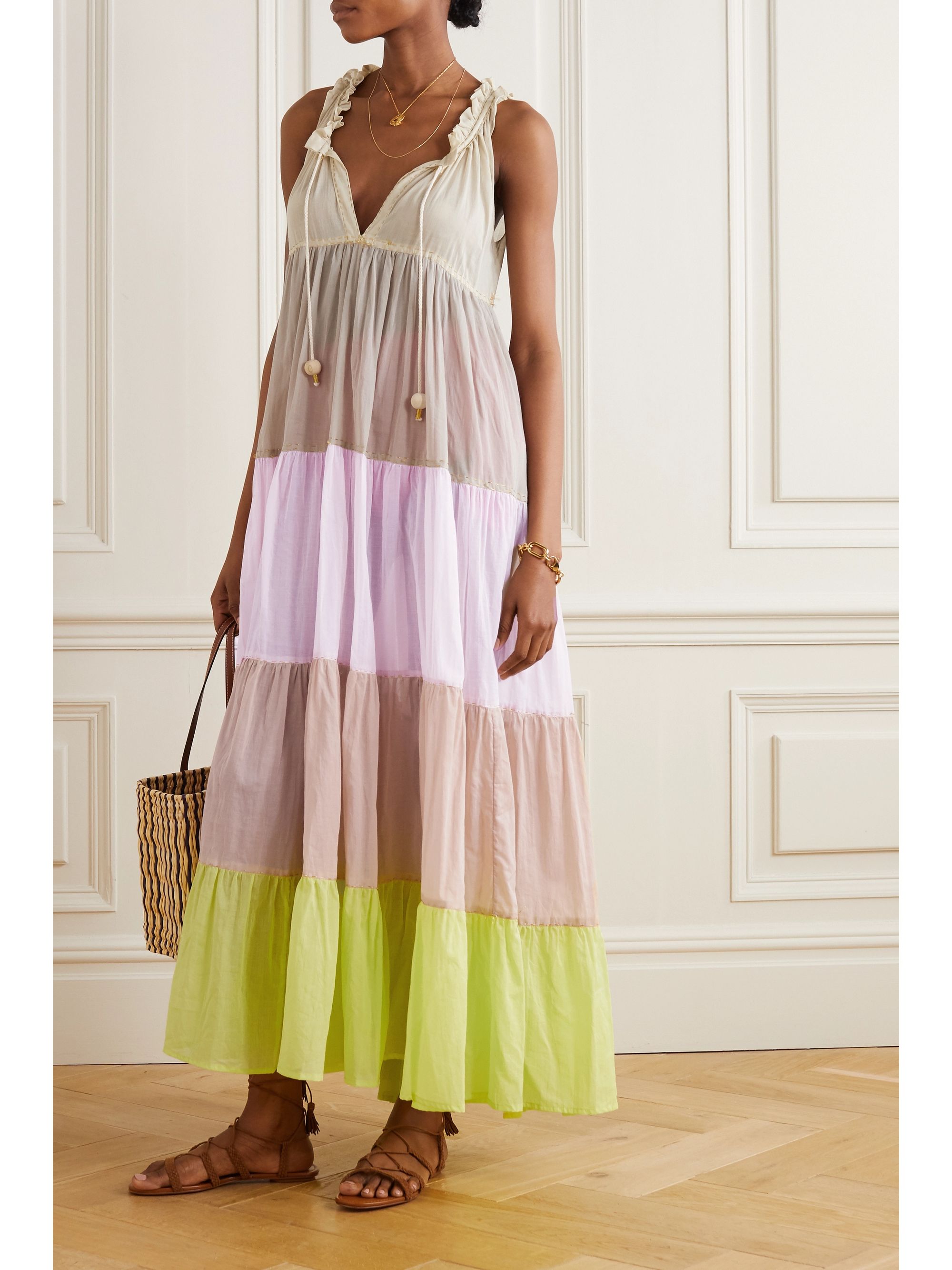 color block tiered dress