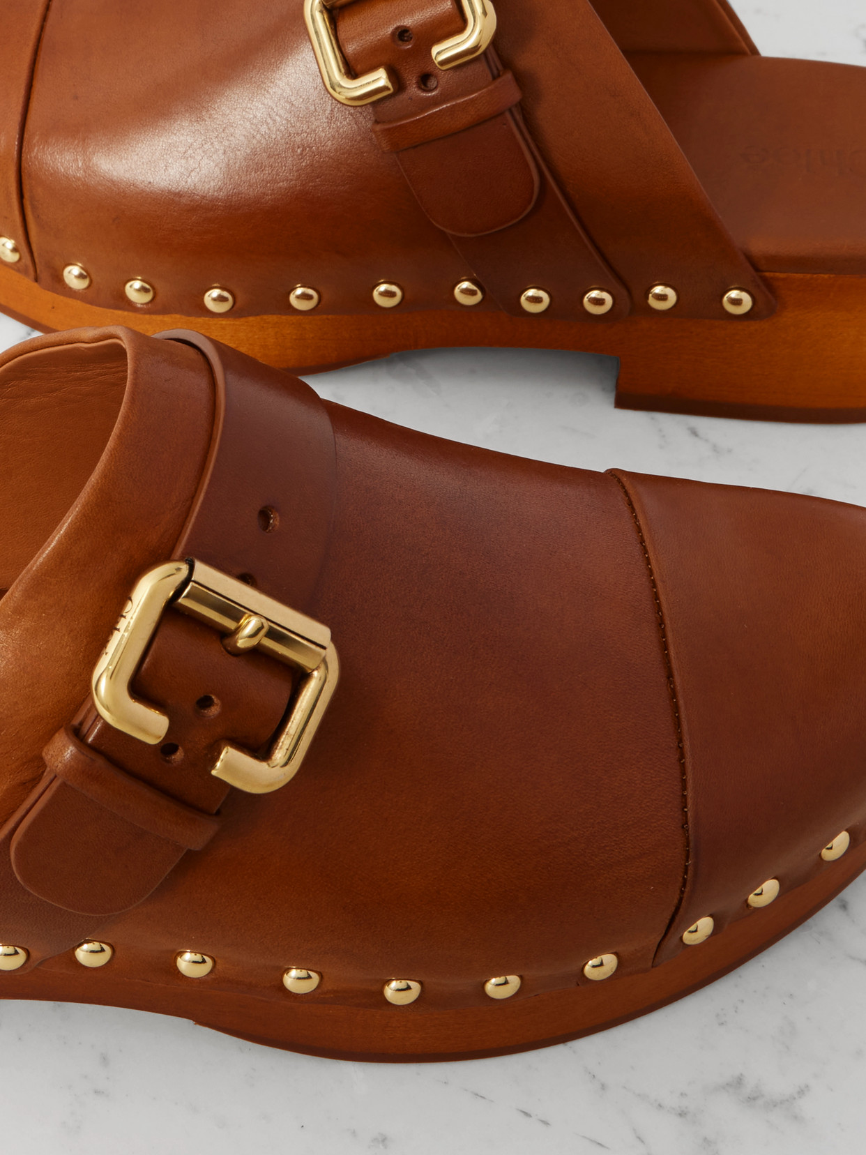 Chloé - Jeannette Embellished Leather Clogs