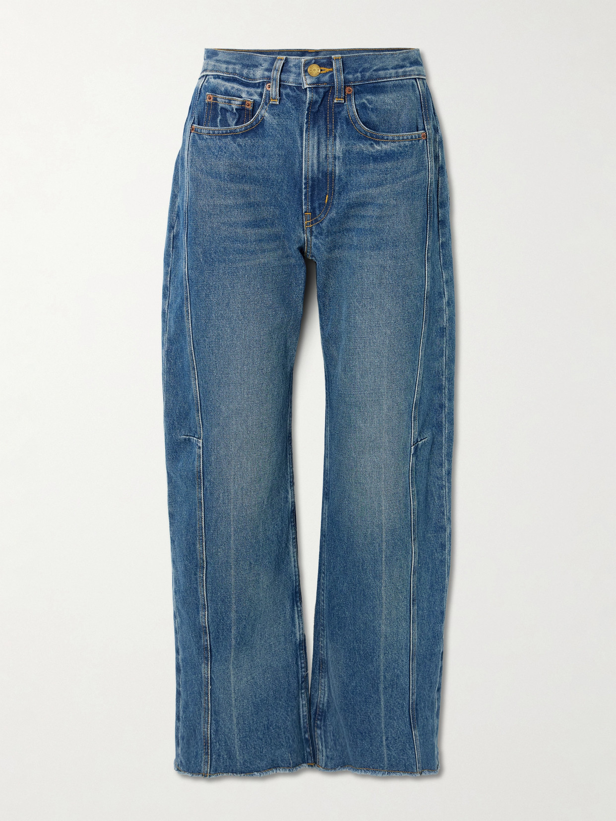 Relaxed Cuffed Lasso Frayed High-Rise Wide- Leg
