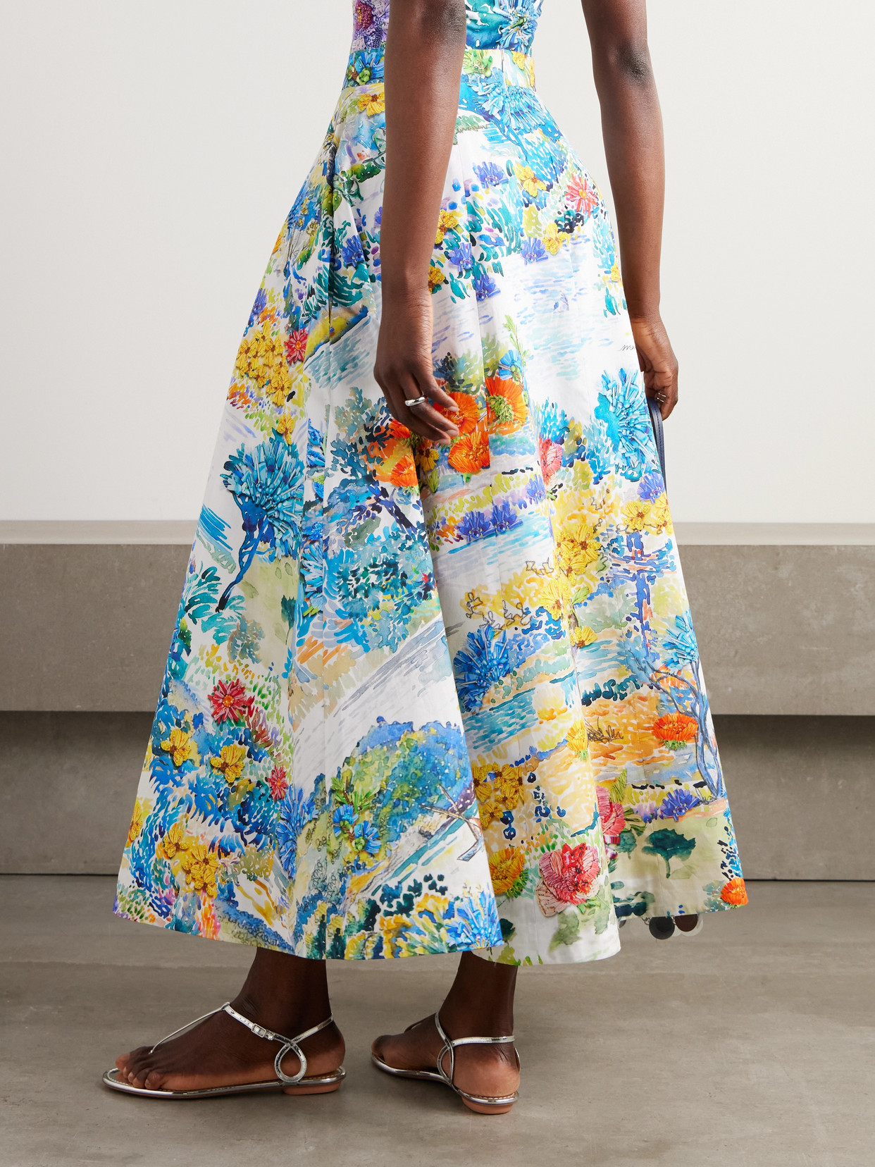 Cadiot Pleated Floral-Print Cotton-Poplin Midi