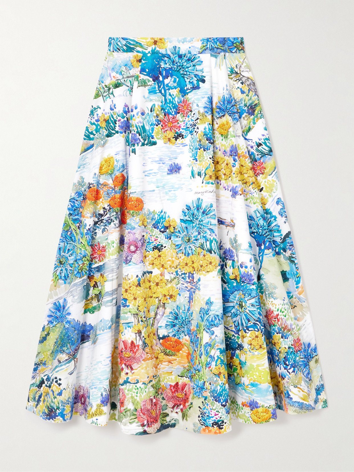 Cadiot Pleated Floral-Print Cotton-Poplin Midi