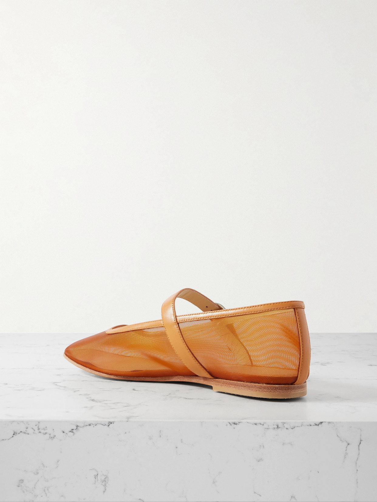 Le Monde Béryl - Patent Leather-Trimmed Mesh Mary Jane Ballet Flats