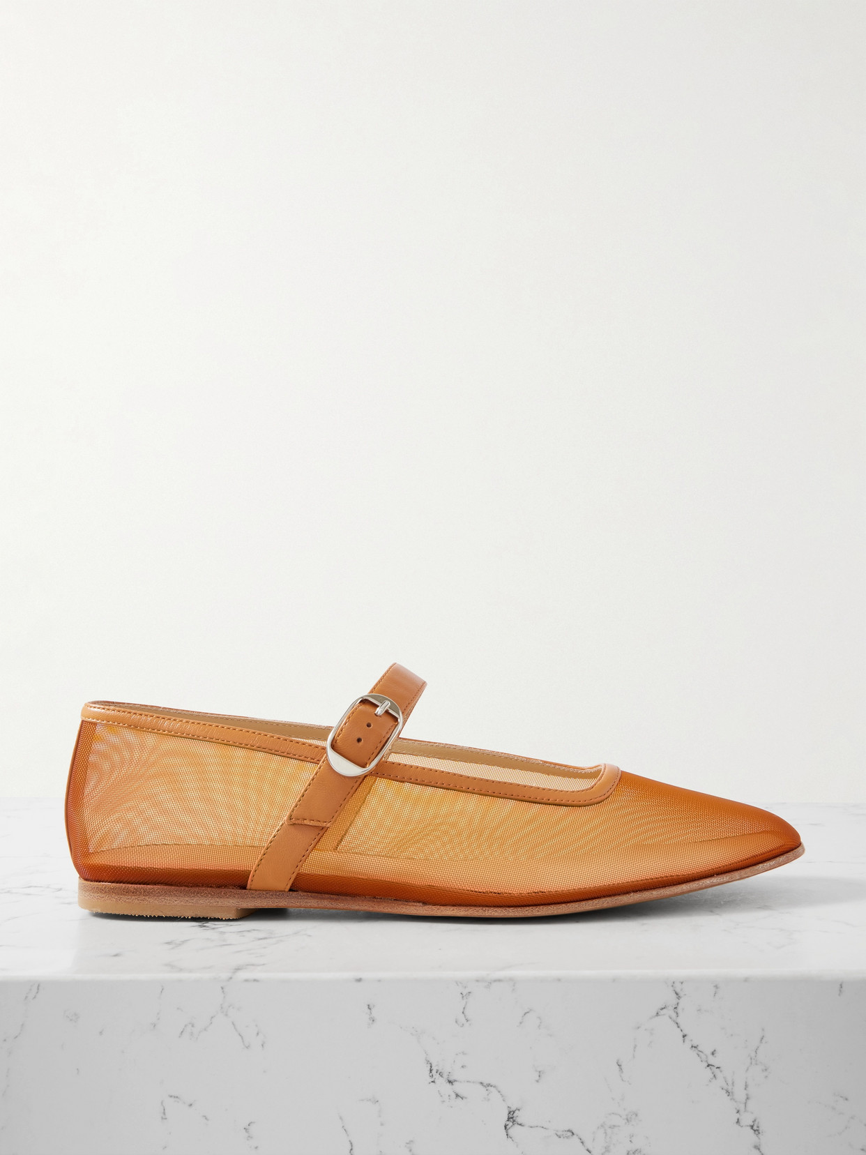 Le Monde Béryl - Patent Leather-Trimmed Mesh Mary Jane Ballet Flats