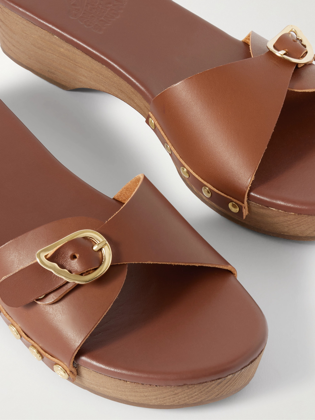 Omonia Studded Leather Clogs