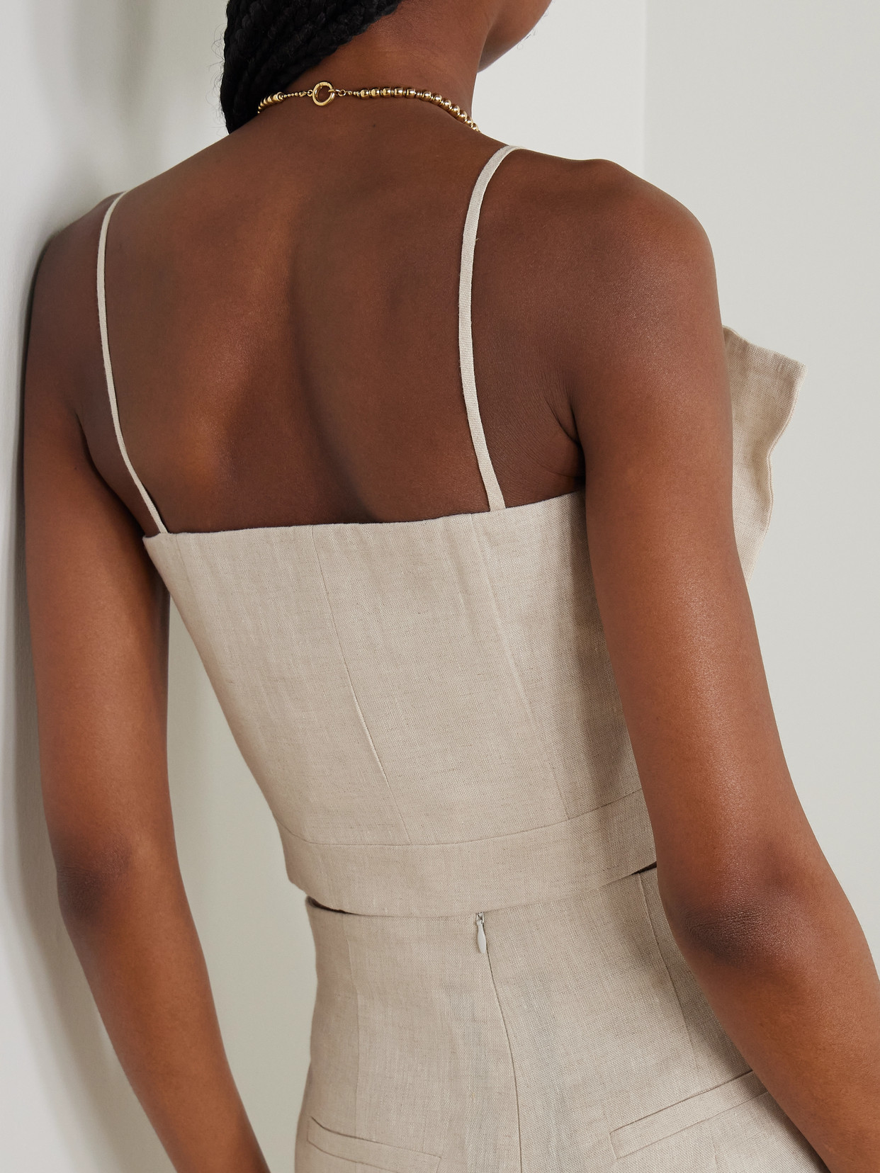 Amapolas Pleated Linen Bustier Top