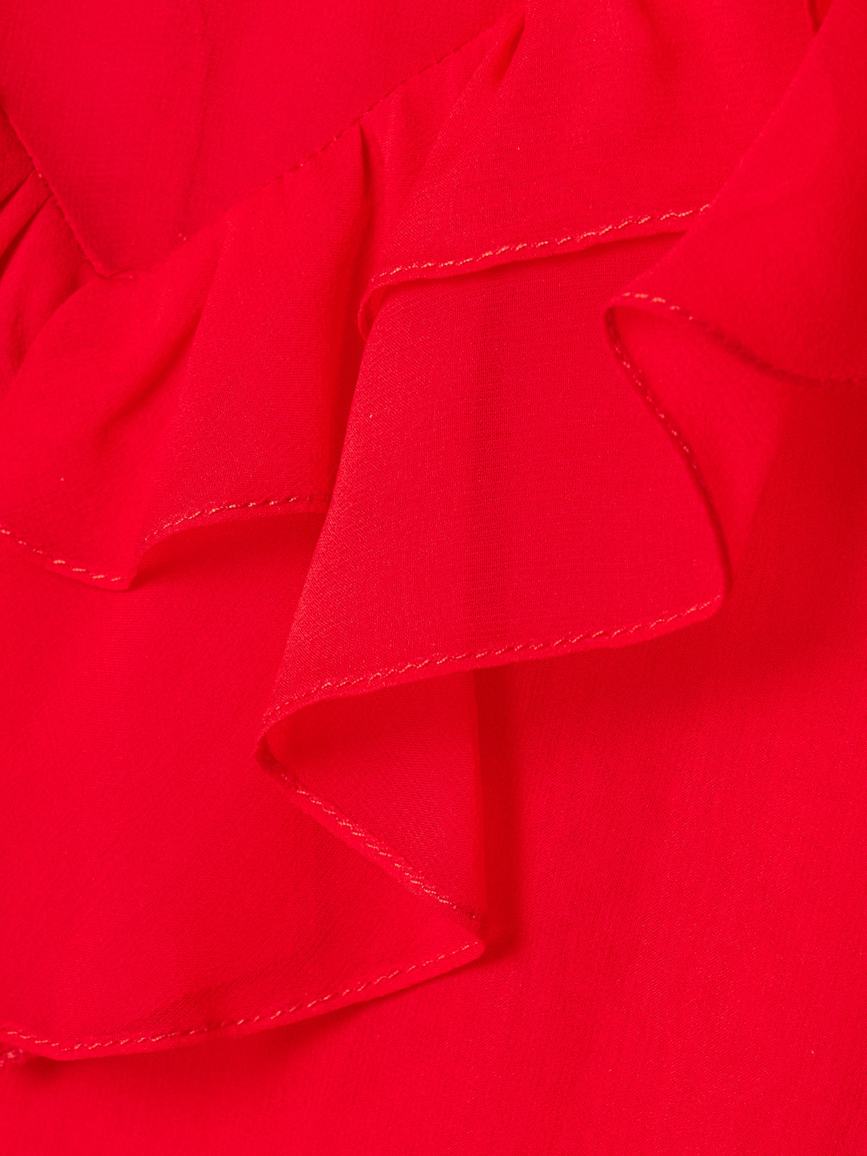 Tie-Neck Ruffled Silk-Chiffon Blouse