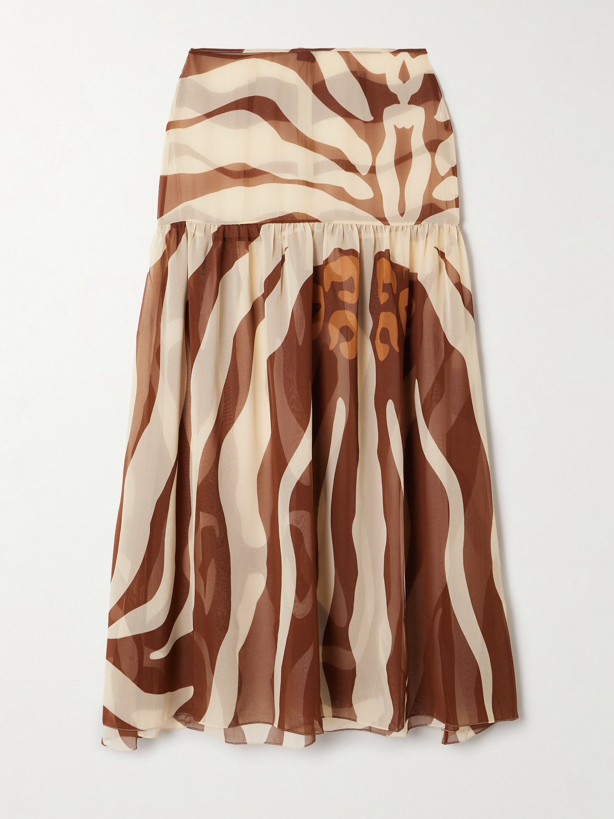 Bohemia Gathered Printed Recycled-Chiffon Maxi