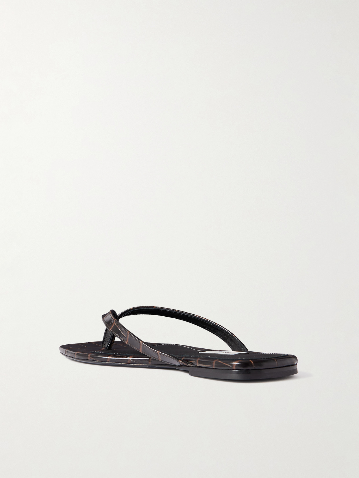 Croc-Effect Leather Flip Flops
