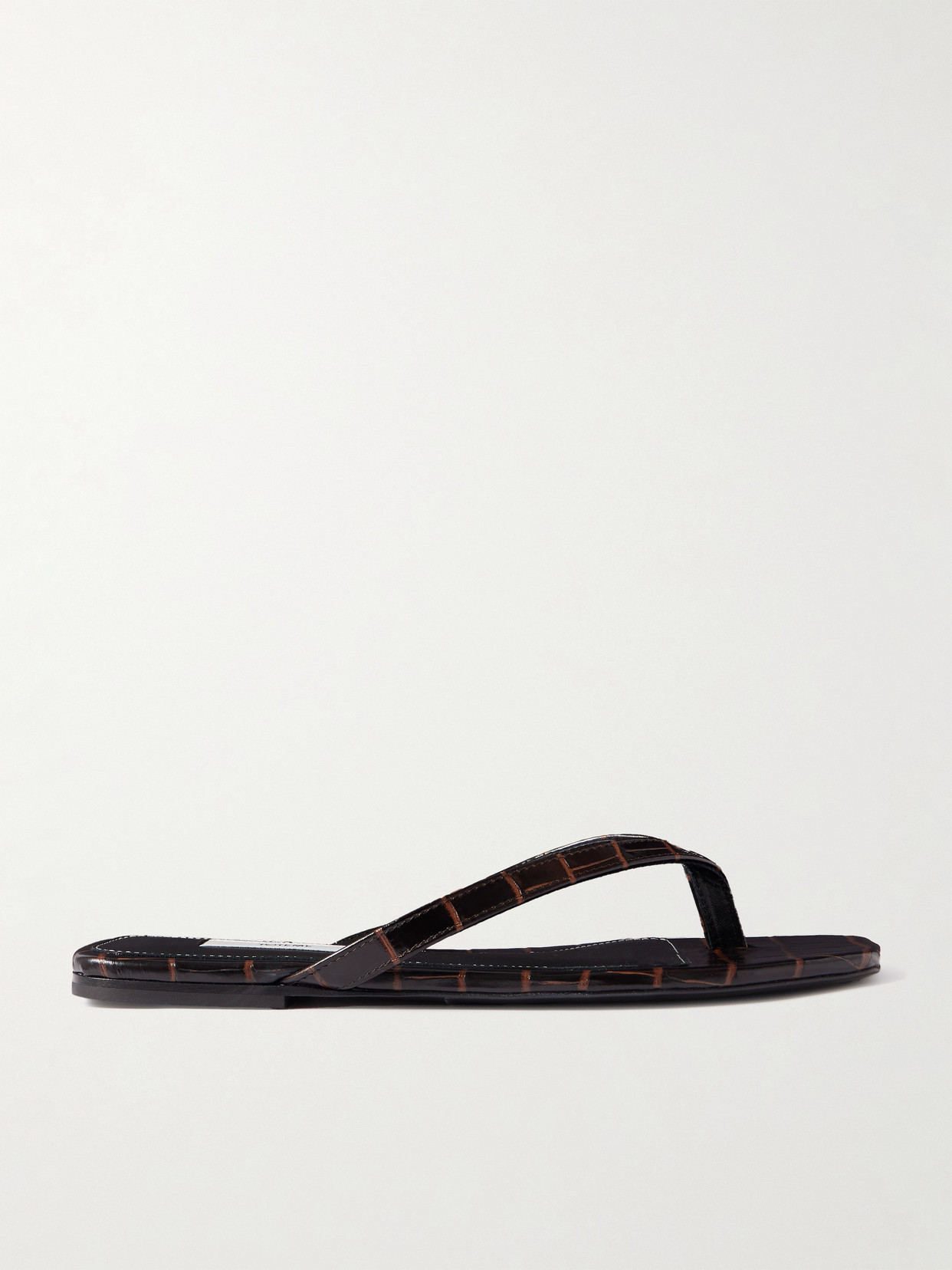 Croc-Effect Leather Flip Flops