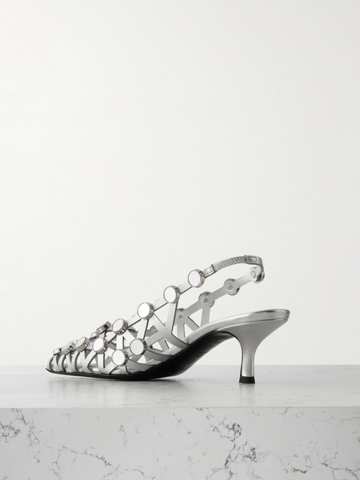 Grid Studded Slingback