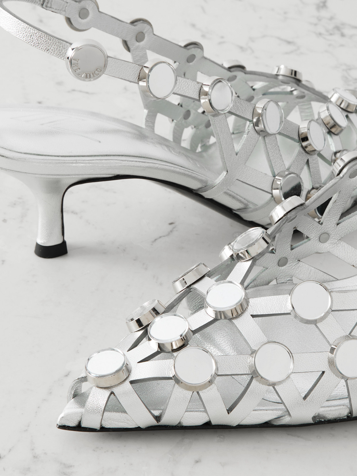 Grid Studded Slingback