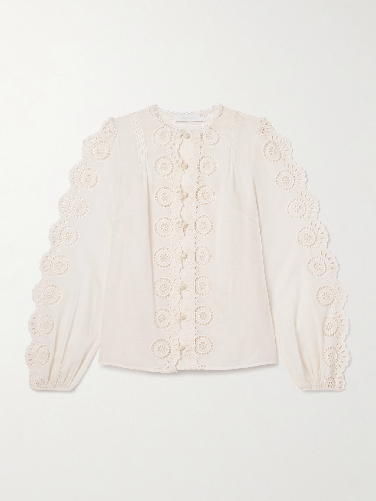 Lucky Pintucked Broderie Anglaise Cotton-Voile Top