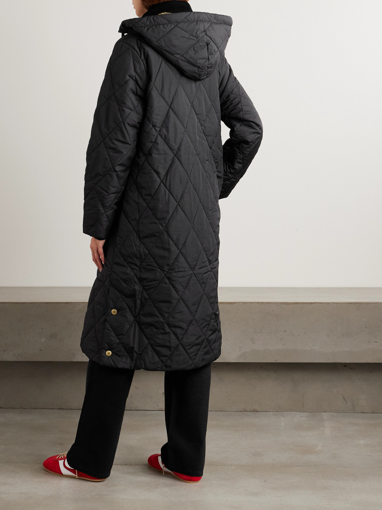 Meredith Hooded Corduroy-Trimmed Quilted Jacket