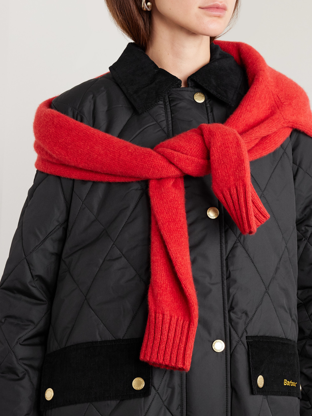 Meredith Hooded Corduroy-Trimmed Quilted Jacket